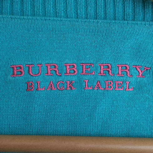 バーバリーブラックレーベル BURBERRY BLACK LABEL ロゴ刺繍 コットン Vネック セーター レディース US:0-2