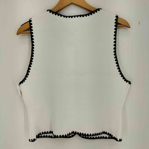 ザラ ZARA コントラスト刺繍ニットベスト レディース import:M