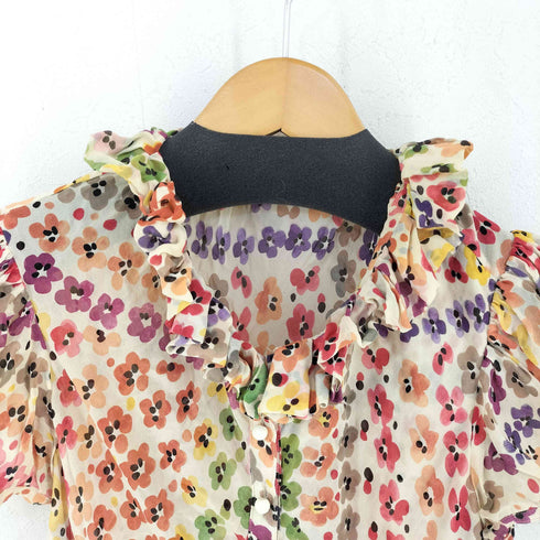 ツモリチサト TSUMORI CHISATO 花柄 シルク 半袖 ブラウス レディース 2