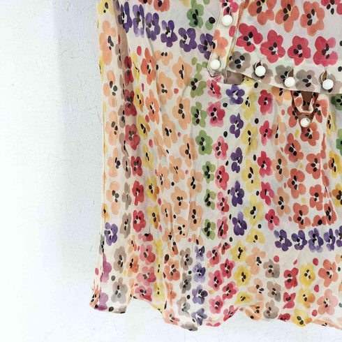 ツモリチサト TSUMORI CHISATO 花柄 シルク 半袖 ブラウス レディース 2