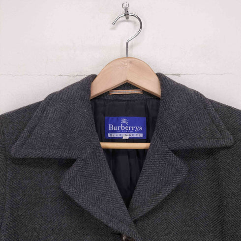 バーバリーブルーレーベル BURBERRY BLUE LABEL ヘリンボーンウールチェスターコート レディース 40