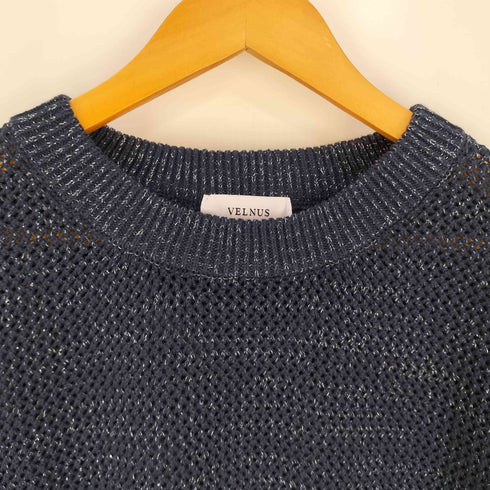 VELNUS Watermark knitting loose short sleeve lame summer knit/透かし編みルーズ半袖ラメサマーニット レディース JPN:S
