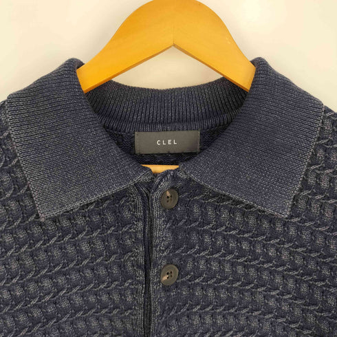 クレイル CLEL Vintage Design 3D Jacquard Short Sleeve Knit Polo/ヴィンテージデザイン 3Dジャガード半袖ニットポロ メンズ JPN:M