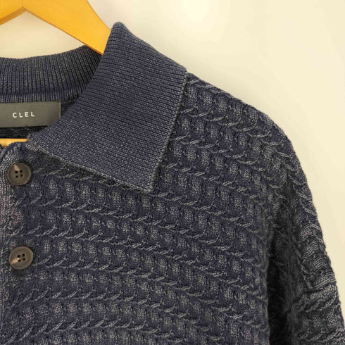 クレイル CLEL Vintage Design 3D Jacquard Short Sleeve Knit Polo/ヴィンテージデザイン 3Dジャガード半袖ニットポロ メンズ JPN:M