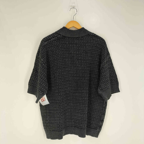 クレイル CLEL Vintage Design 3D Jacquard Short Sleeve Knit Polo/ヴィンテージデザイン 3Dジャガード半袖ニットポロ メンズ JPN:M