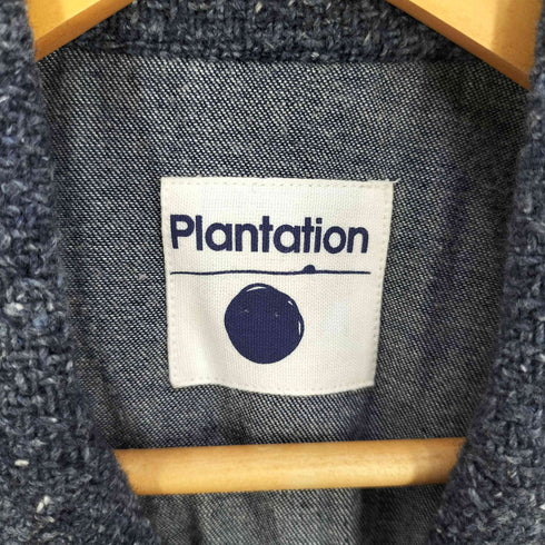 プランテーション Plantation 90S~00S インディゴ染め コットンウール ツィード ジャケット レディース JPN:M