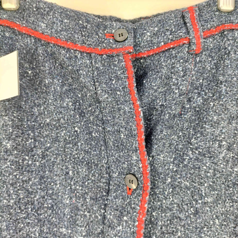 プランテーション Plantation 90S~00S インディゴ染め コットンウール フロントボタン ツィードスカート レディース JPN:M