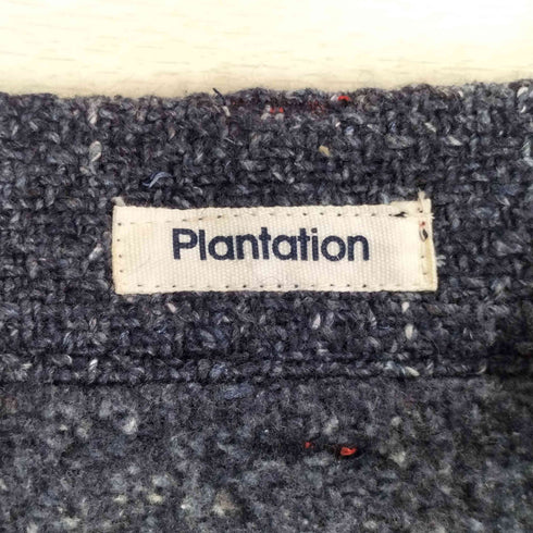 プランテーション Plantation 90S~00S インディゴ染め コットンウール フロントボタン ツィードスカート レディース JPN:M