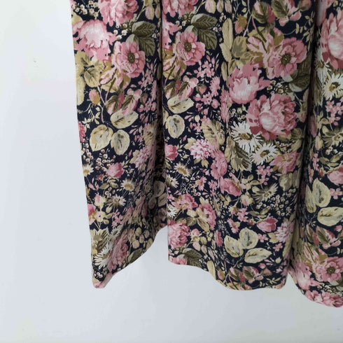 ローラアシュレイ LAURA ASHLEY 花柄 パフスリーブリボンフレア ロングワンピース レディース