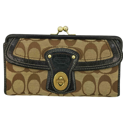 コーチ COACH シグネチャー がま口 ターンロック 2つ折り長財布 レディース
