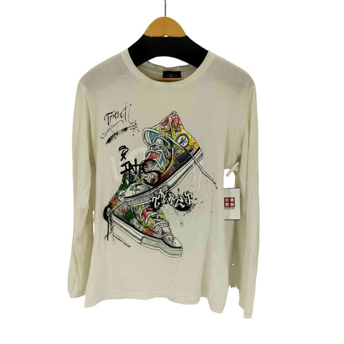 イタリア製 フロントプリントクルーネックL/S Tシャツ メンズ