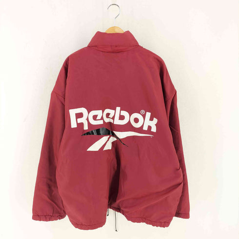 リーボック Reebok 90s USA製 ロゴ刺繍 バックプリント 裏地フリース ナイロン ジャケット メンズ import:XL