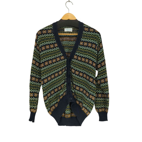 ユナイテッドカラーズオブベネトン UNITED COLORS OF BENETTON MADE IN ITALY 90S~ ノルディック柄コットンカーディガン メンズ S