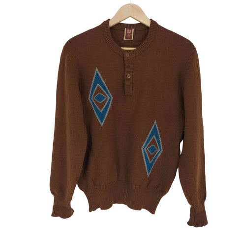 ウンガロ ungaro 70~80S フロントデザインハーフボタンニット メンズ M