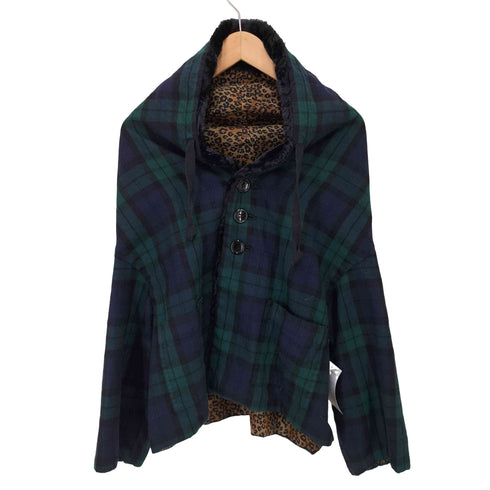 タオコムデギャルソン tao COMME des GARCONS リバーシブル チェック レオパード ジャケット レディース JPN:S