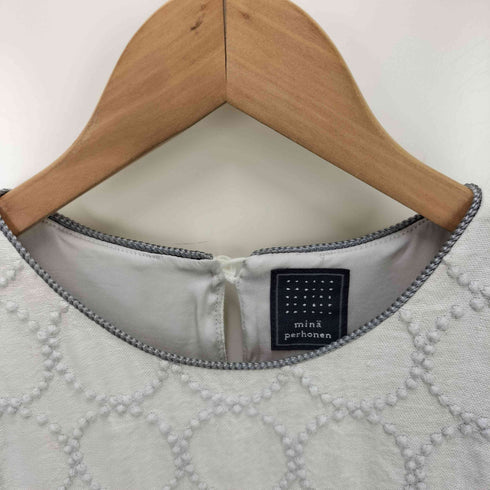 ミナペルホネン mina perhonen 18SS タンバリン サークル刺しゅう コットン リネン ワンピース レディース 36