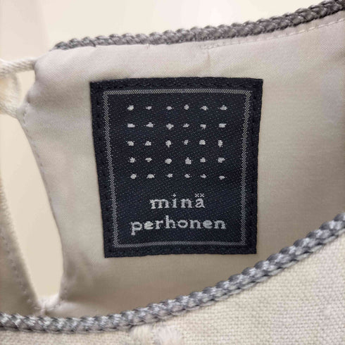 ミナペルホネン mina perhonen 18SS タンバリン サークル刺しゅう コットン リネン ワンピース レディース 36