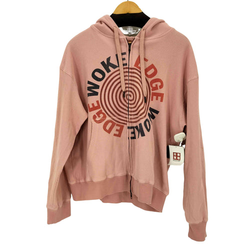 WOKE EDGE Washed Thermal Zip HoodieサーマルZIP UPパーカー メンズ L