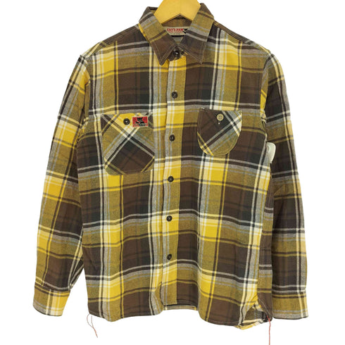 キャッツポウ CATS PAW 東洋 マドラスチェック ロゴワッペン フラップポケット 猫目ボタン フランネルシャツ メンズ import:S