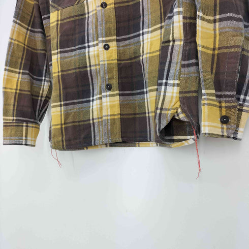 キャッツポウ CATS PAW 東洋 マドラスチェック ロゴワッペン フラップポケット 猫目ボタン フランネルシャツ メンズ import:S