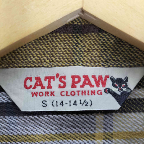 キャッツポウ CATS PAW 東洋 マドラスチェック ロゴワッペン フラップポケット 猫目ボタン フランネルシャツ メンズ import:S