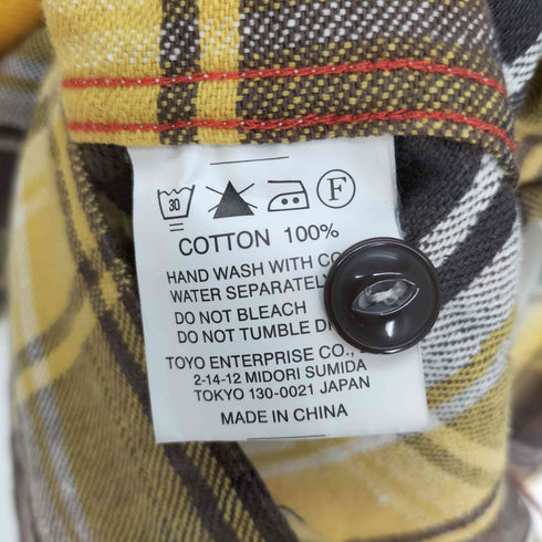 キャッツポウ CATS PAW 東洋 マドラスチェック ロゴワッペン フラップポケット 猫目ボタン フランネルシャツ メンズ import:S