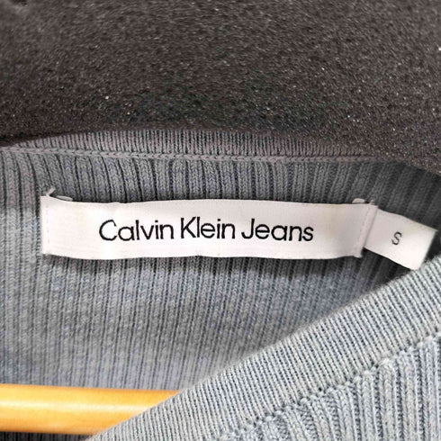 カルバンクラインジーンズ Calvin Klein Jeans ロゴ刺繍 カットアウトリブニットミニTシャツ レディース import:S