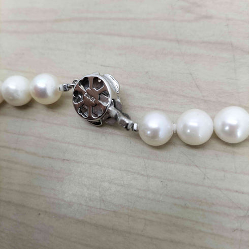 SILVER シルバー 刻印 花 フラワー トップ パール ネックレス レディース