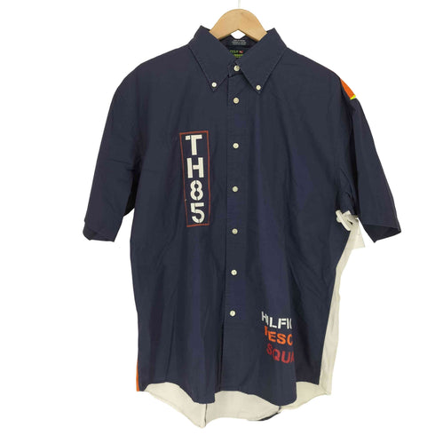 トミーヒルフィガー TOMMY HILFIGER フロント刺繍リップストップ切替BDシャツ メンズ L