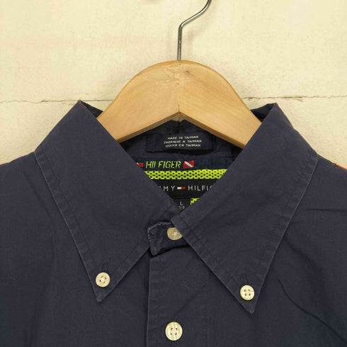 トミーヒルフィガー TOMMY HILFIGER フロント刺繍リップストップ切替BDシャツ メンズ L