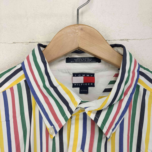トミーヒルフィガー TOMMY HILFIGER マルチカラーストライプBDシャツ メンズ XL