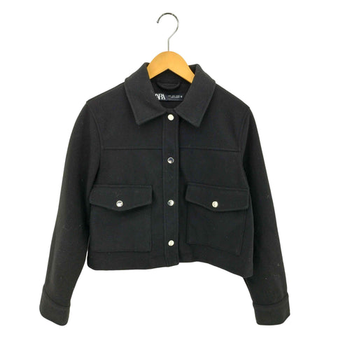ザラ ZARA シルバーボタン メルトン カバーオールジャケット レディース S