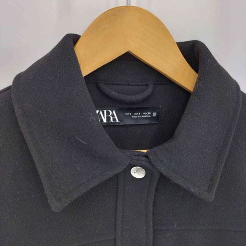 ザラ ZARA シルバーボタン メルトン カバーオールジャケット レディース S