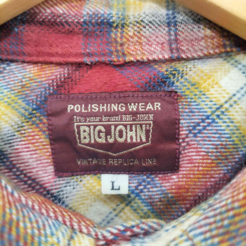 ビッグジョン BIG JOHN 90-2000s チェック柄 ロングスリーブネルシャツ メンズ import:L