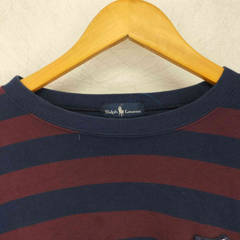 ラルフローレン RALPH LAUREN 90S胸ロゴワッペン ボーダースウェット メンズ import:L