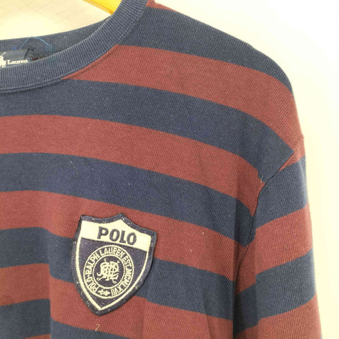 ラルフローレン RALPH LAUREN 90S胸ロゴワッペン ボーダースウェット メンズ import:L