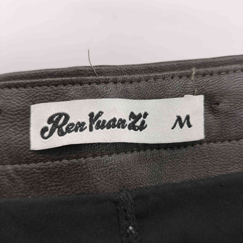 REN YUAN ZI ジップデザイン レザーショートパンツ レディース