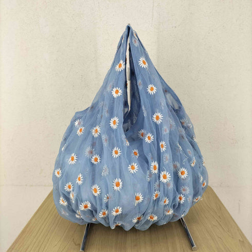 ザラ ZARA フラワー刺繍メッシュハンドバッグ レディース