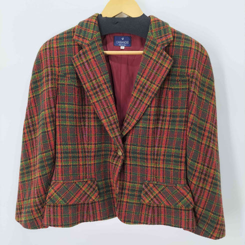 CASSANDRE MADE IN ITALY パイル地 チェック柄 ジャケット&スカート セットアップ レディース 42