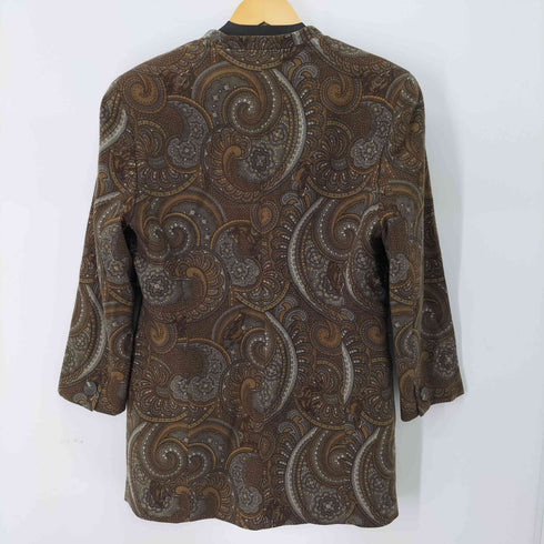 ペリーエリス PERRY ELLIS ペイズリー柄 ウール ノーカラージャケット レディース 6