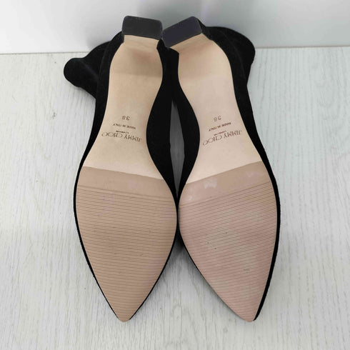 ジミーチュウ JIMMY CHOO イタリア製 LOUELLA 85 ベロアブーツ レディース JPN:38
