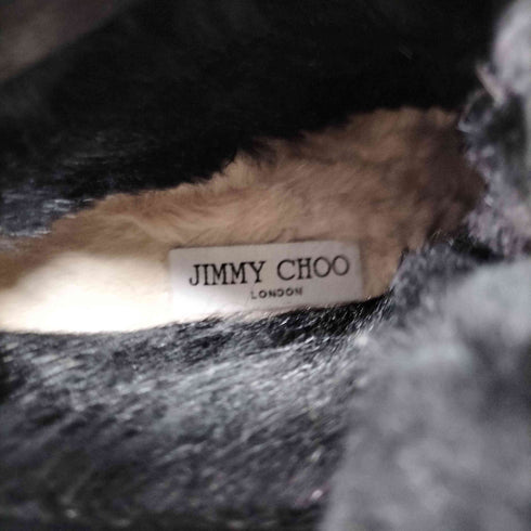 ジミーチュウ JIMMY CHOO ELBA FLAT ボンボンファー付 スエード レースアップ ワークブーツ レディース JPN:38