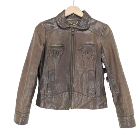 バナナリパブリック BANANA REPUBLIC ラムレザージップジャケット レディース S