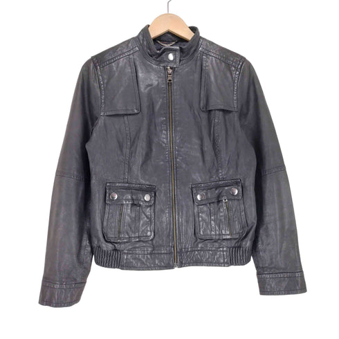 バナナリパブリック BANANA REPUBLIC ラムレザーシングルライダースジャケット レディース M