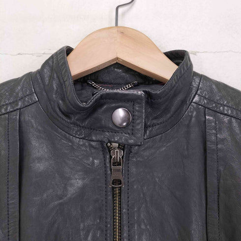 バナナリパブリック BANANA REPUBLIC ラムレザーシングルライダースジャケット レディース M