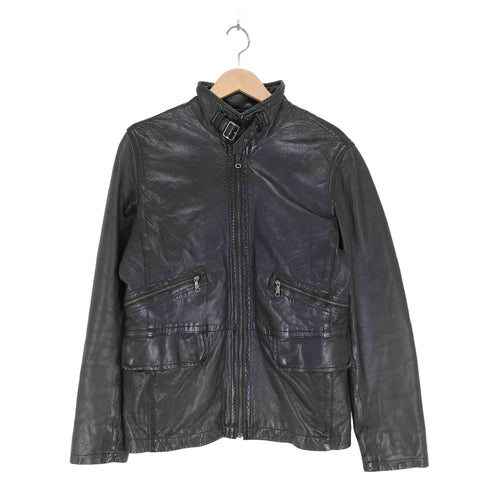 バナナリパブリック BANANA REPUBLIC ラムレザーシングルライダースジャケット メンズ S