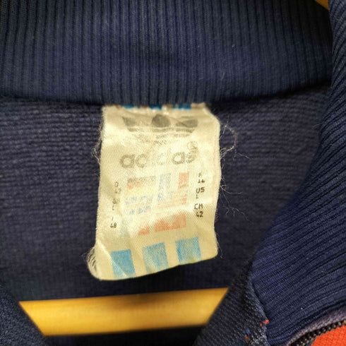 アディダス adidas 80S 西ドイツ製 万国旗タグ トレフォイルロゴ ハーフジップ タートルネック トラック ジャケット ジャージ バイカラー ラグラン メンズ D:42