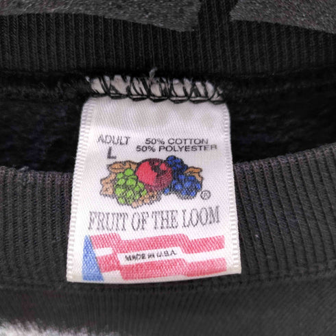 90S FRUIT OF THE LOOM ボディ USA製 ウルフプリント 狼 アニマル プリント プルオーバー スウェット トレーナー メンズ import:L