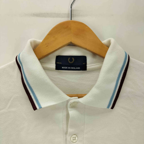 フレッドペリー FRED PERRY 英国製 ヒットユニオン社 ロゴ 刺繍 リブライン ポロ シャツ メンズ UK:42