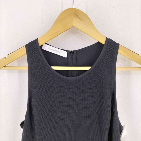 セドリックシャルリエ Cedric Charlier メッシュ 切替 アシンメトリー ノースリーブ ワンピース レディース 36